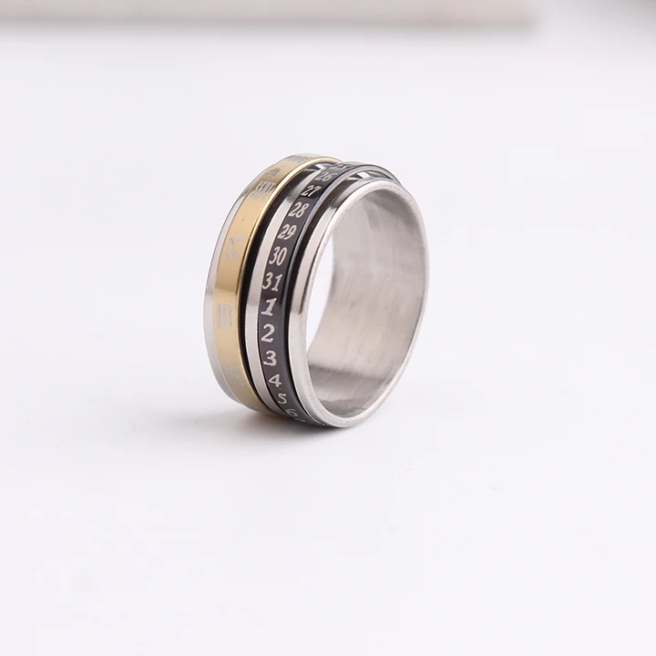 Мужское Двухслойное кольцо из нержавеющей стали 316L с цифрами|men jewelry|finger rings mensring