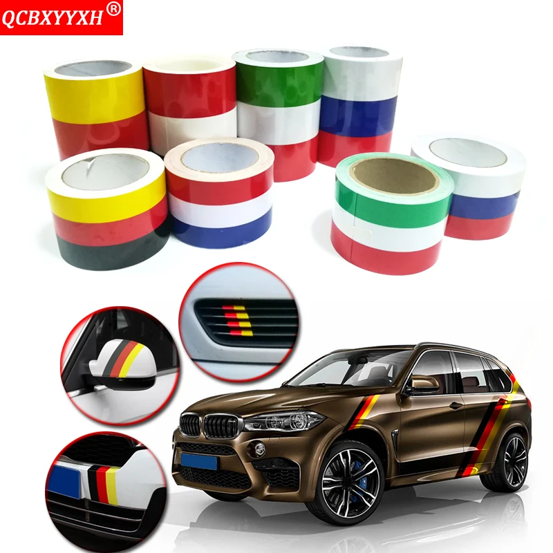 Pegatina impermeable de PVC para coche, 1 metro, 3 colores, Bandera de Rusia, Alemania, Francia,