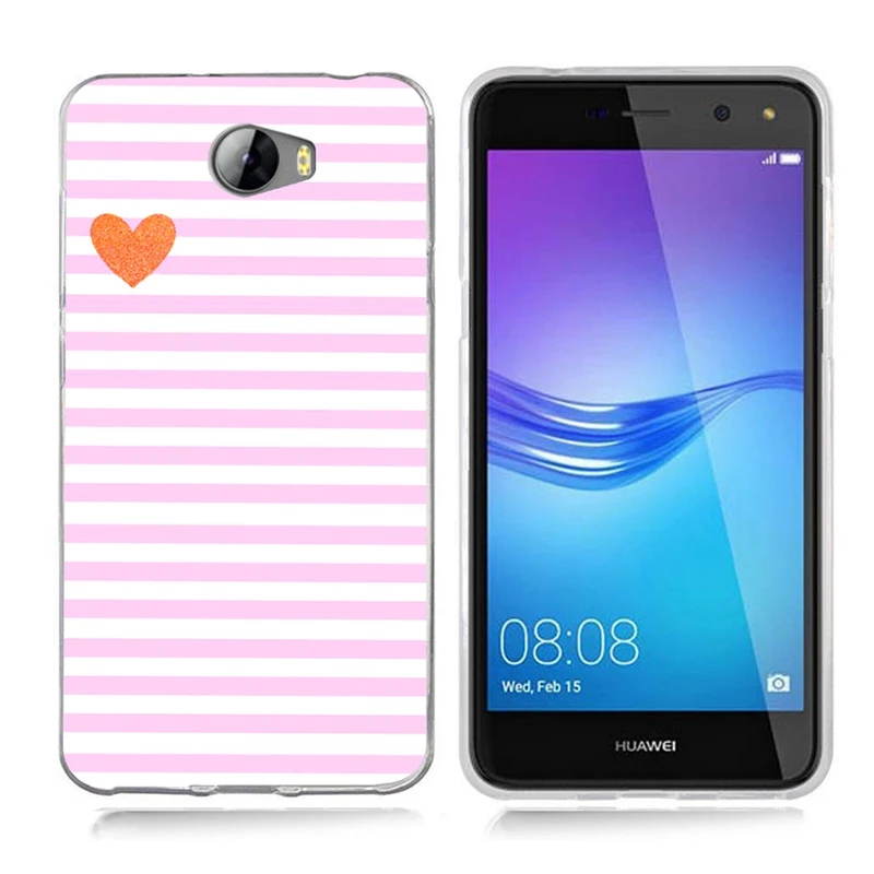 Чехол для Huawei Y5 ii Y5ii Cover/5A LYO-L21/Y6 II Compact TPU Coloful Soft Flora pink Heart Painted Design Case Fundas B082 |