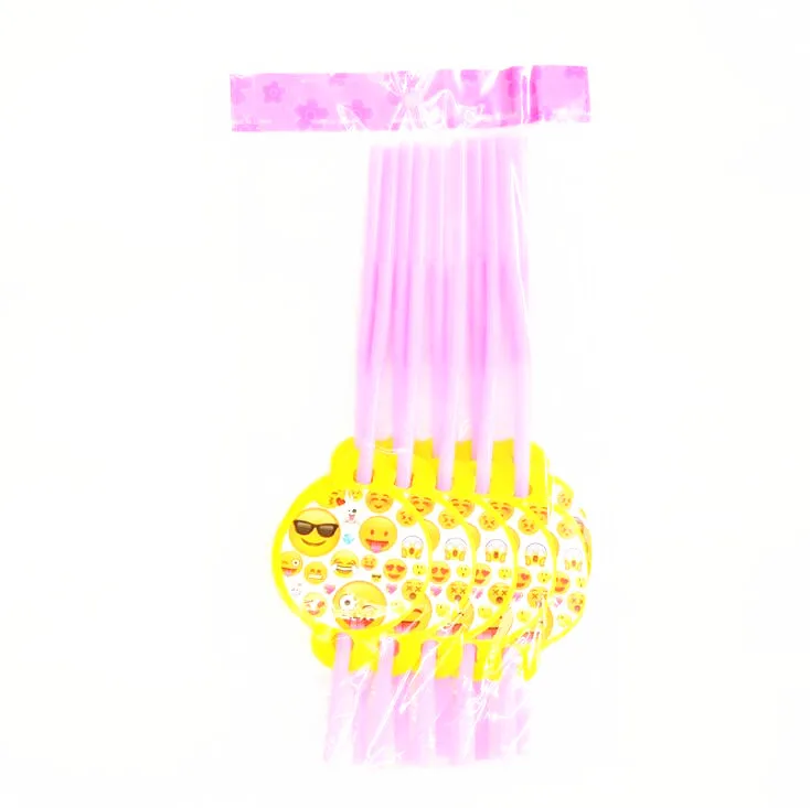 10pcs smiling face Cartoon happy birthday Disposable straw Kid baby shower Birthday Party supplier | Дом и сад