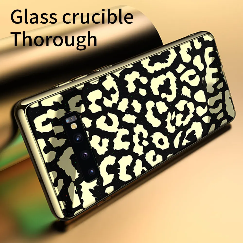 KISSCASE Leopard Phone Case For Samsung S10 S9 Plus Lite Fashion Tempered Glass Cases Note 9 Matte Back Covers |