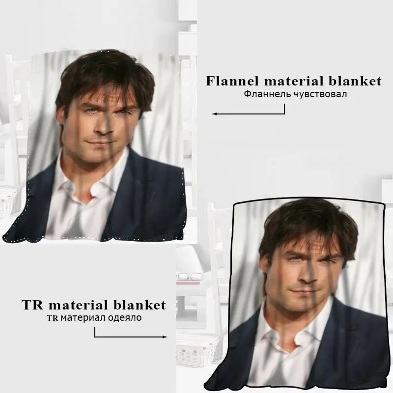 Оригинальное одеяло Ian Somerhalder TR/Фланелевое флисовое тканевое Новогоднее