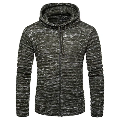 army green Мужской свитер с капюшоном, зимний теплый кашемировый шерстяной свитер на молнии, свободные свитера, Мужская Повседневная вязаная одежда, Европейский большой размер, Homme - Цвет: army green