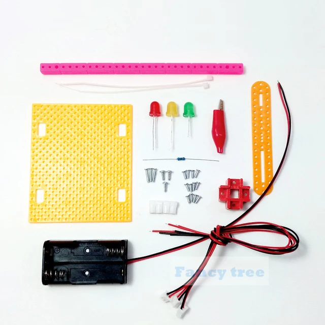 

students Kids Science Tecnologia Educational diy kit Traffic Lights Creative Experiment Handmade Assembled steam toys
