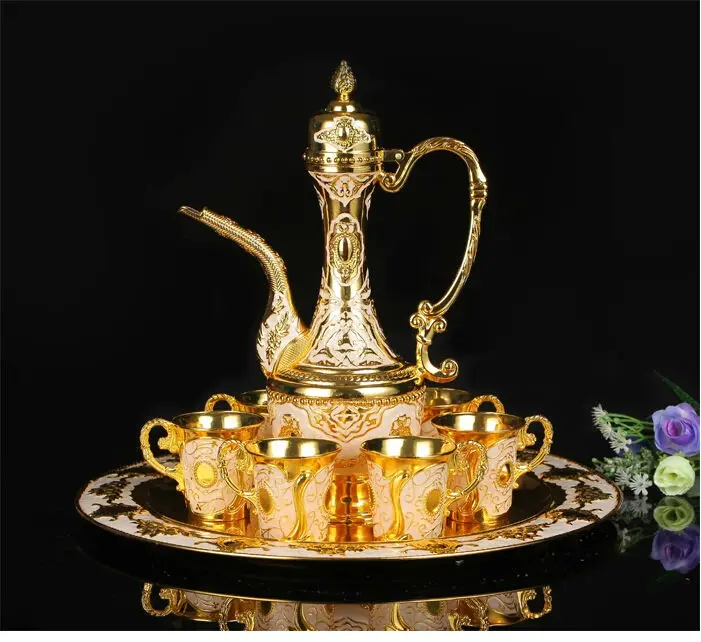 8 шт./компл. Золотой металлический винный набор в стиле ретро 1flagon6cup спиртовой