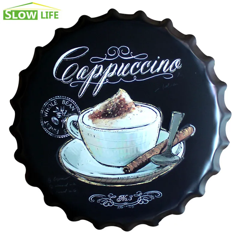 2017 Новый Coffe латте крышка бутылки металлическая жестяная вывеска винтажный