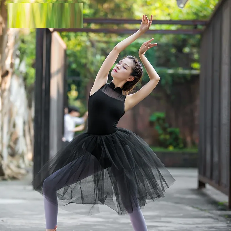 Черный/белый балетный трико для женщин хлопок танцевальная одежда балетные