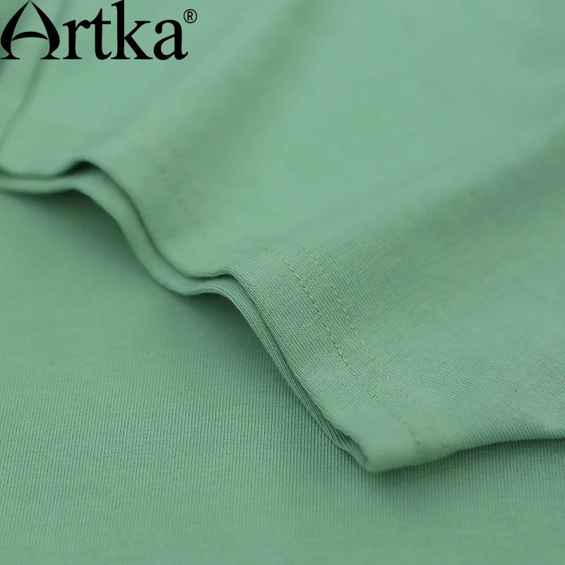 ARTKA/Летняя Новинка хлопковая Футболка с круглым вырезом и принтом лисы цвет