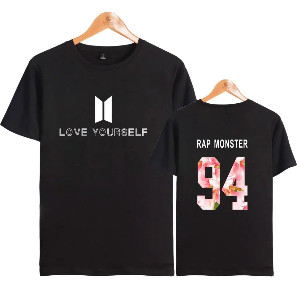 Harajuku БЦ Лето любить себя футболка Для женщин хлопок Bangtan альбом Camisa masculina Фитнес