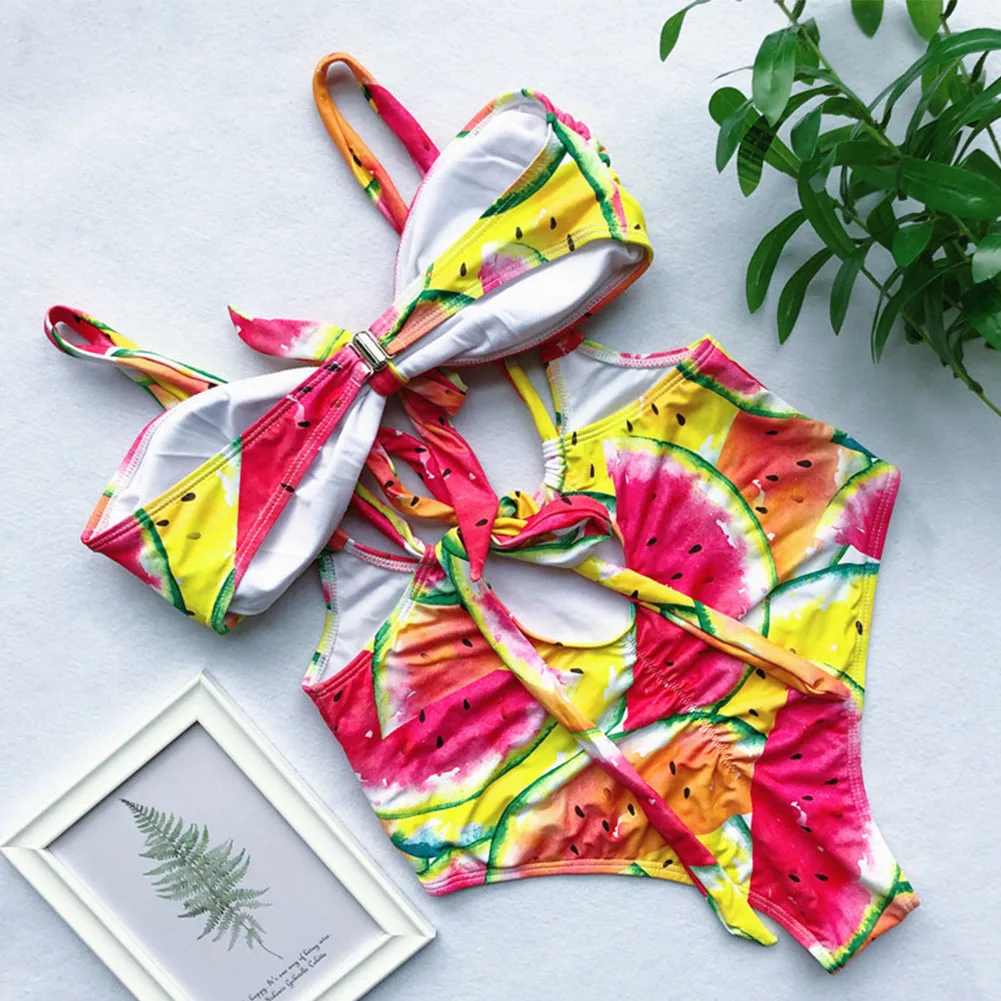 Женский Бандаж мягкий пляжный пуш-ап цветочный принт купальник летний высокая