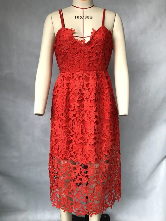 New summer For women lace dress in a flower to the middle of caviar sleeveless blue Boho beach | Женская одежда