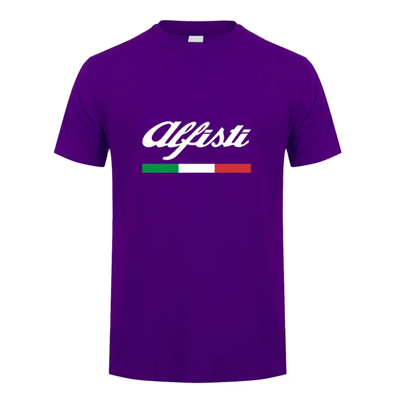 Purple Alfa Romeo футболка для мужчин Топы Новая мода короткий рукав Alfisti футболка футболки мужская футболка LH-069 - Цвет: Purple