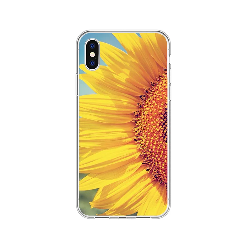 Прозрачный чехол с подсолнухом для iPhone 12 Pro 7 8 Plus SE 2020 мягкий силиконовый из ТПУ 11