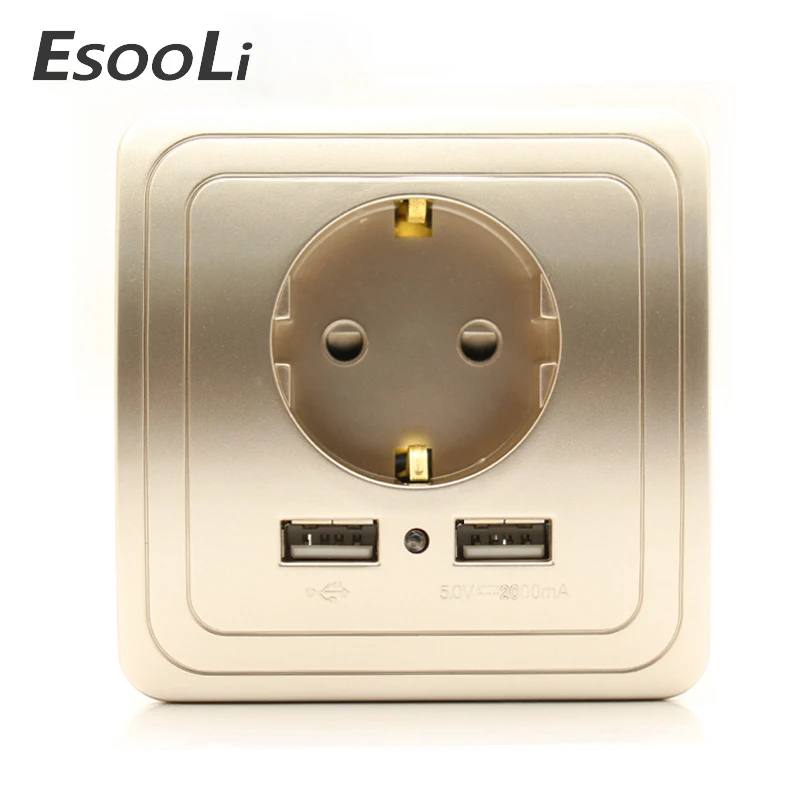 Esooli двойной USB порт 2A настенное зарядное устройство адаптер штепсельная вилка ЕС