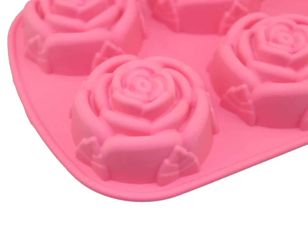 6 розовыми цветами 3D силиконовые cookie Помады Торта кекс Мыло бисквит Шоколад