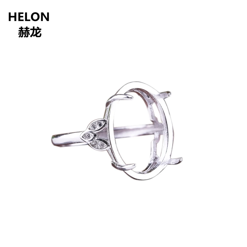 

925 Sterling Silver Engagement Wedding Ring Women Crystal 14X18MM OVAL Cabochon Semi Mount Ring for Opal Amber Setting Jewelry