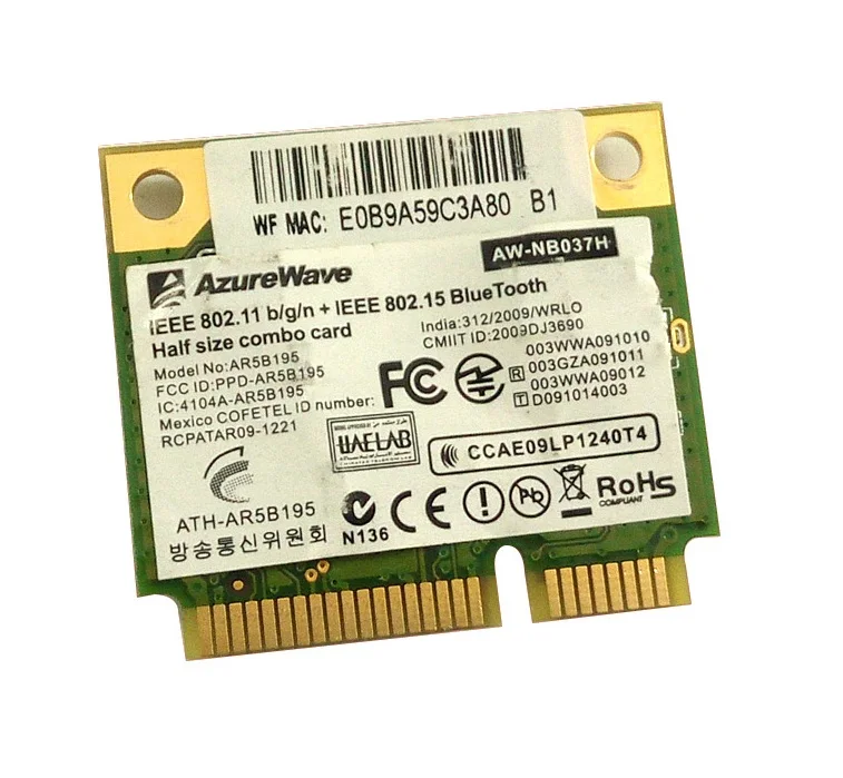 Новая оптовая продажа для AzureWave AW NB037H AR9285 AR5B195 AR9002WB 1NGCD Half Mini PCI E Wifi беспроводной