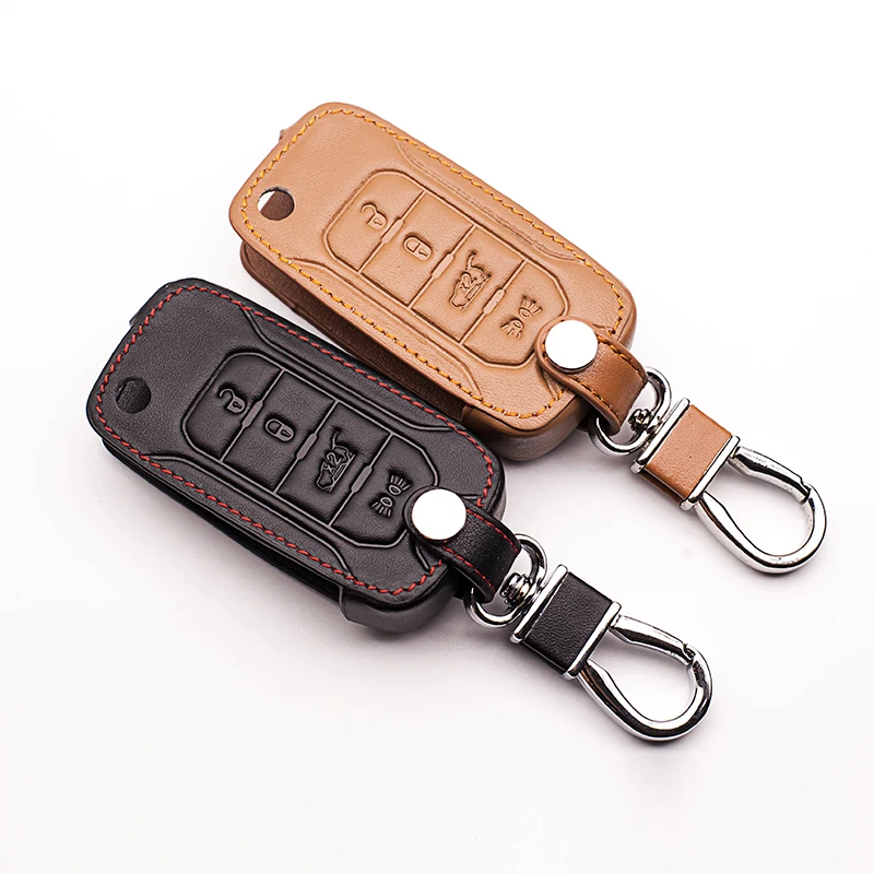 Защитный чехол из натуральной кожи с кольцом для ключей Jeep 2016 Renegade|key case for car|jeep