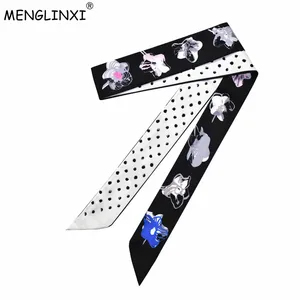 2021 новый дизайн роскошное Брендовое платье в горошек с цветочным принтом шарф женский шелковый шарф модная сумка с шарфом ленты маленькие длинные шарфы X203