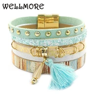 wellmore women leather bracelet 6 color bracelets bohemian chram bracelets for women gift wholesale jewelry dropshipping