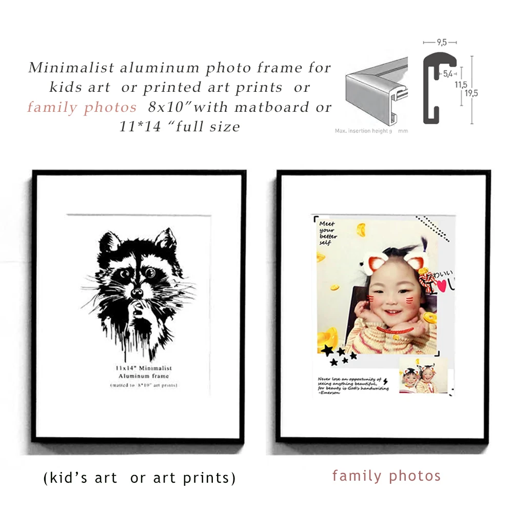 Подходит для 8x1"(20x25 см) фотографий из оргстекла 4 шт. 11x14 дюймов полноразмерная алюминиевая Фоторамка matboard дети художественная галерея настенная рамка