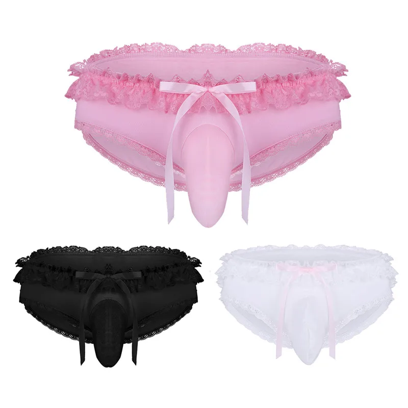Мужское нижнее белье кружевные трусы бикини с рюшами Трусики аппликацией