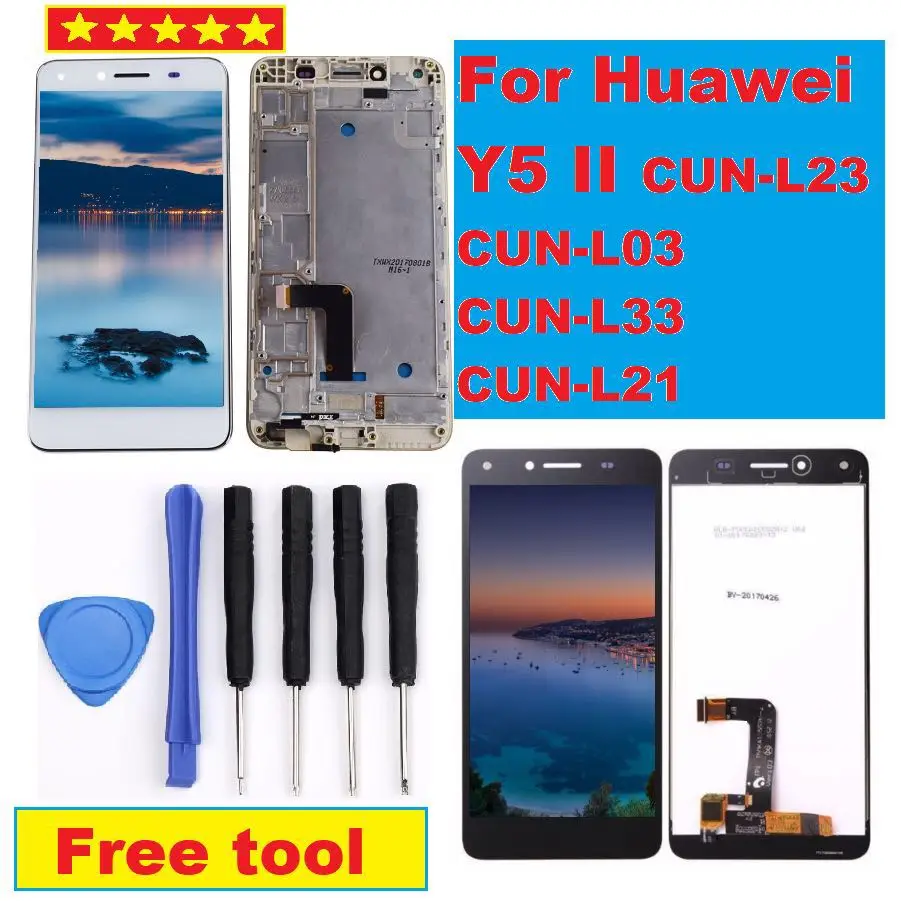 Для Huawei Y5 II ЖК дисплей Дисплей Сенсорный экран планшета CUN U29 L21 L01 L02 L03 L22 L23 L33 для с