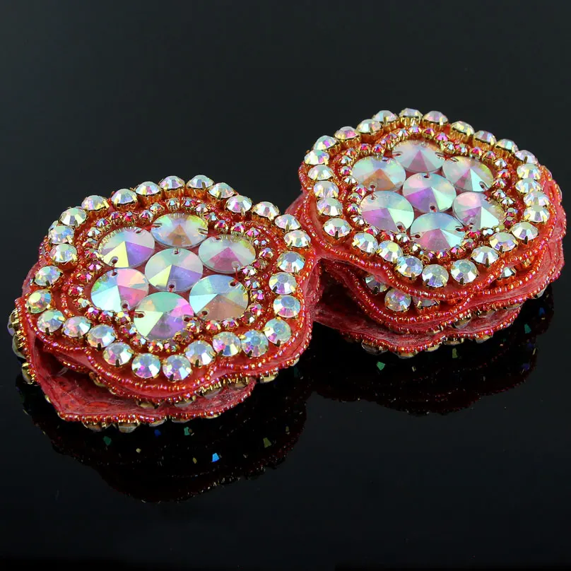 1 шт. красный пояс из смолы со стразами вышитый бисером Цветок Аппликация Планки