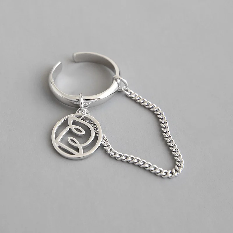 Корейское кольцо из стерлингового серебра S925 Геометрическая круглая цепочка с