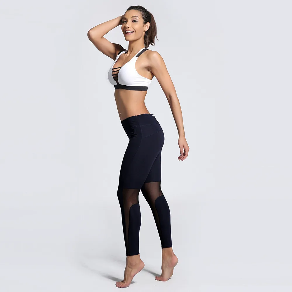 2017 новые сексуальные женские черные сетчатые лоскутные леггинсы для упражнений