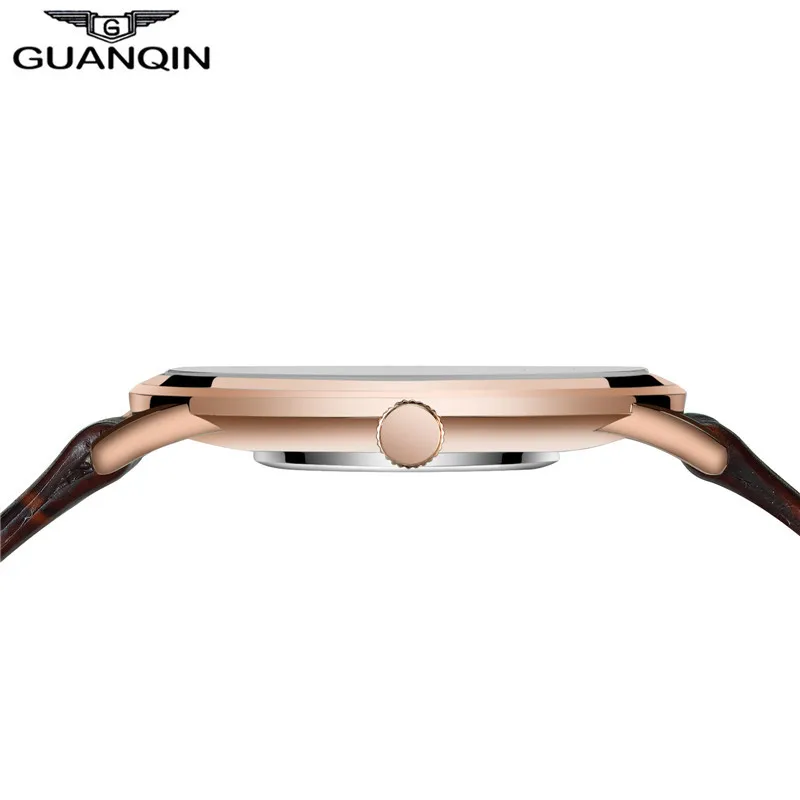 New Arrival Male Watch Top Brand GUANQIN Leather Strap Casual Watches Simple Ultra Thin Men Quartz-Watch Relogio Masculin | Наручные часы
