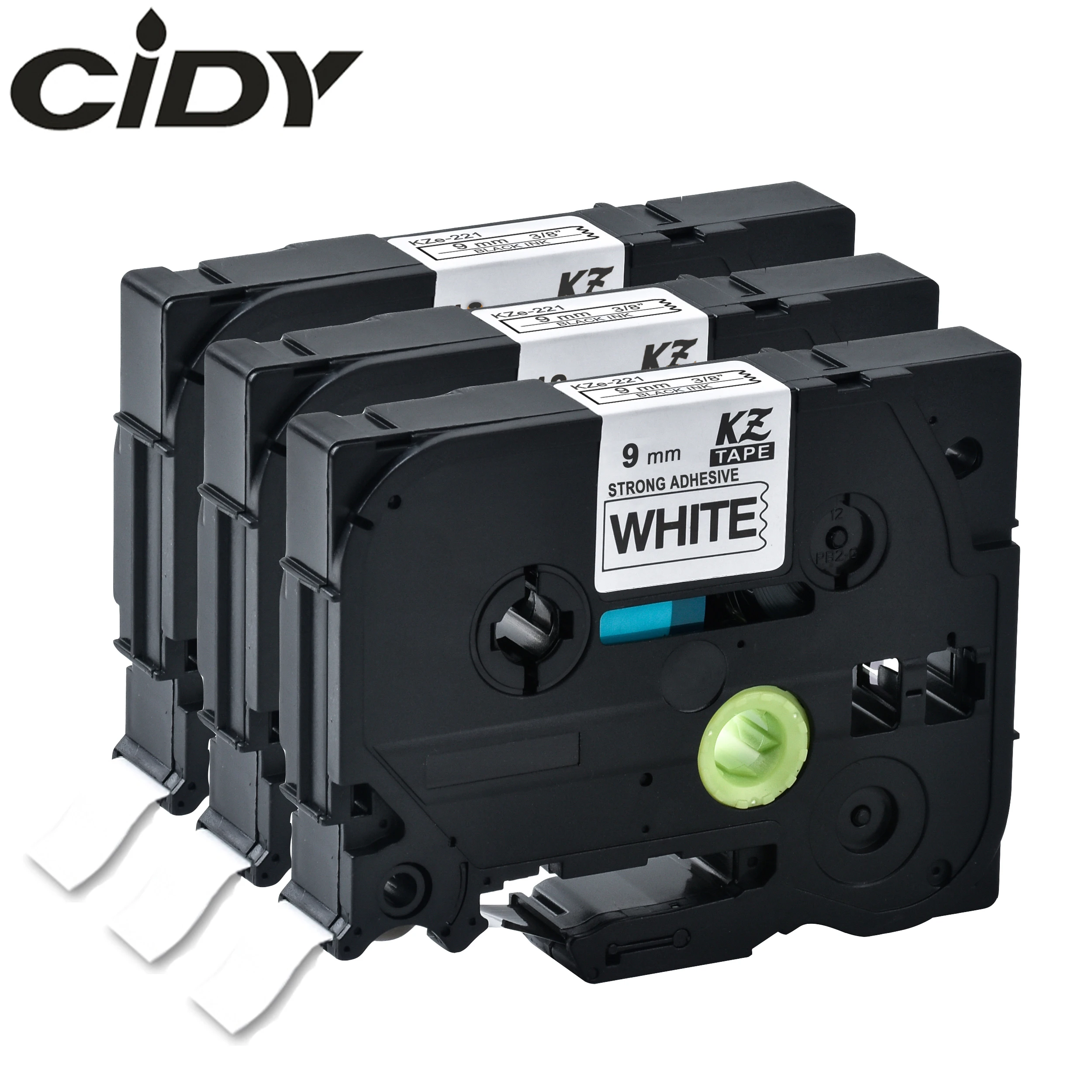 

cidy 3pks TZe S221 TZe-S221 TZ-S221 TZ S221 Strong Adhesive Laminated Ribbon Black on White Tape Cartridge For Brother