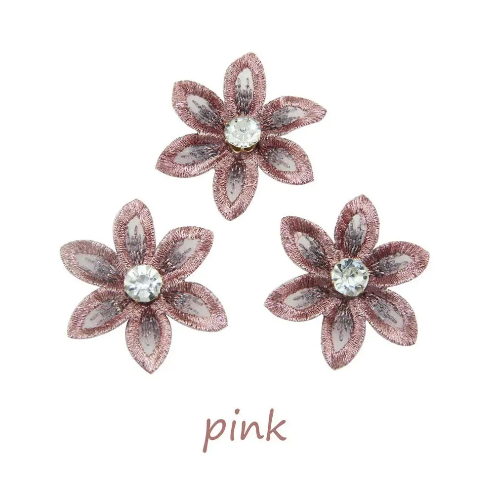 pink 12 шт./пакет 3,8 см из искусственных цветов ручной работы ремесло ткани на платформе с цветочным принтом повязка на голову, одежда шарф для самостоятельного изготовления украшений - Цвет: pink