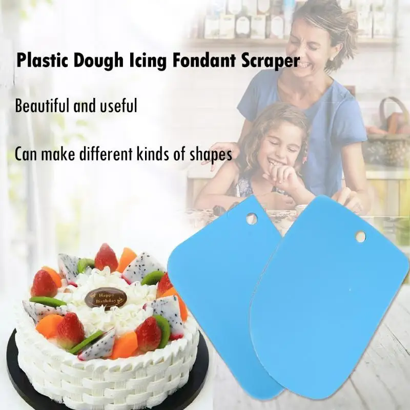 3Pcs/set Plastic Dough Knife Icing Fondant Scraper Jagged Edge Cake Spatula Baking Pastry Tools Plain Smooth Cake Paddle