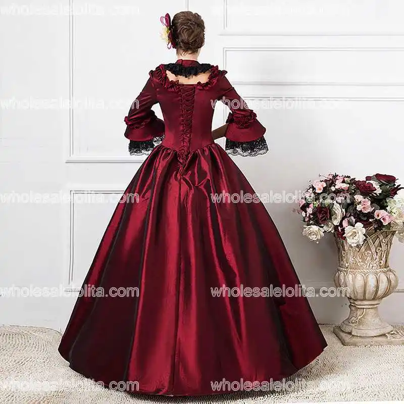 18-го Века Горячая Продажа Бургундия и Черный Пром Платье Dress Красный Belle