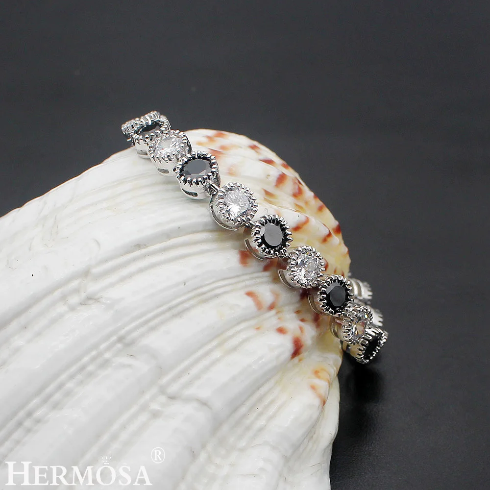 Hermosa ювелирные изделия круглые черные браслеты серебристого цвета из оникса 7