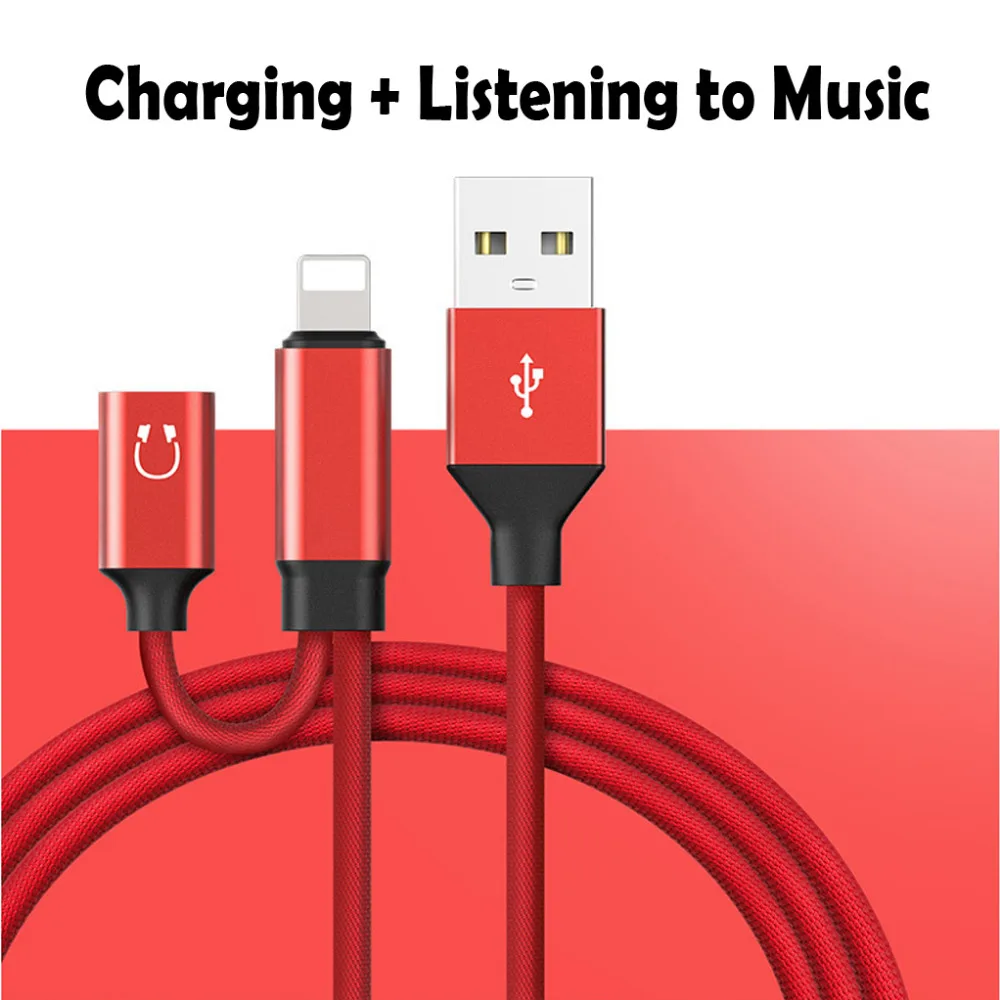 2 в 1 USB Разветвитель для наушников с зарядным кабелем|Кабели MP3/MP4-плееров| |