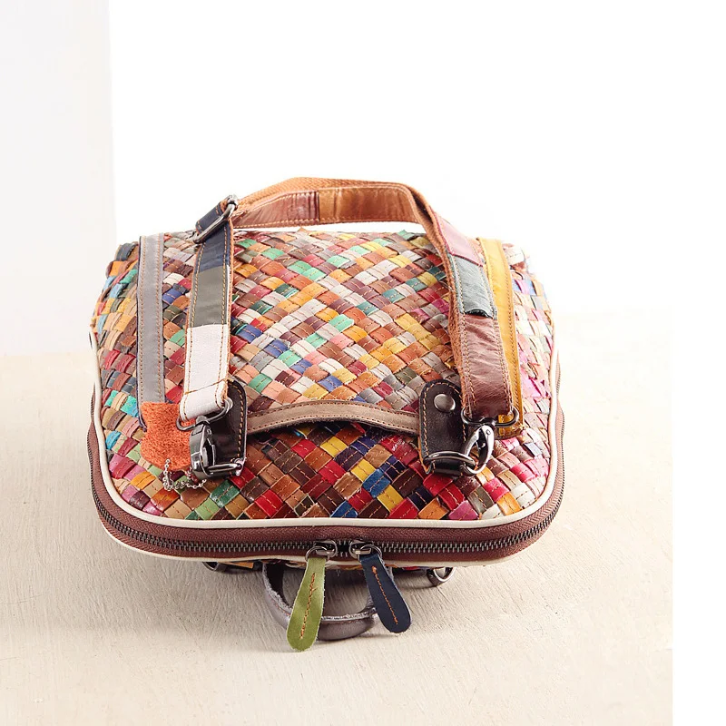 Новинка Nautal кожаная плетеная Ретро сумка рюкзаки на плечо женская для