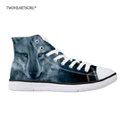 Мужские парусиновые туфли twoheart, черные туфли с 3d рисунком волка, Вулканизированная подошва, Повседневные Дышащие ботильоны, 2019