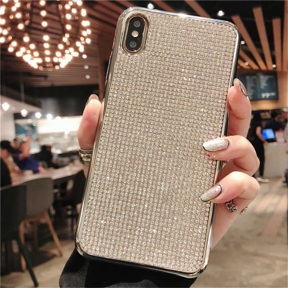 Роскошный полный алмазов чехол для iPhone 8 7 плюс Чехлы мягкие силиконовые крышка X Xs