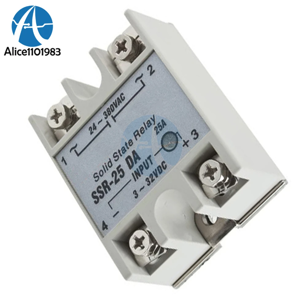 Твердотельное реле Φ 3-32V DC to 24-380V AC 25A ток 250V рабочее напряжение белое