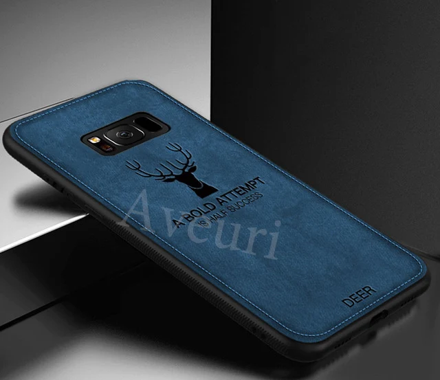 Чехол для samsung Galaxy S6, S7 Edge, S8 Plus, S9 Plus, PC, кожа, ткань, задняя крышка, чехол для samsung Note 8, 9, Coque - Цвет: Blue