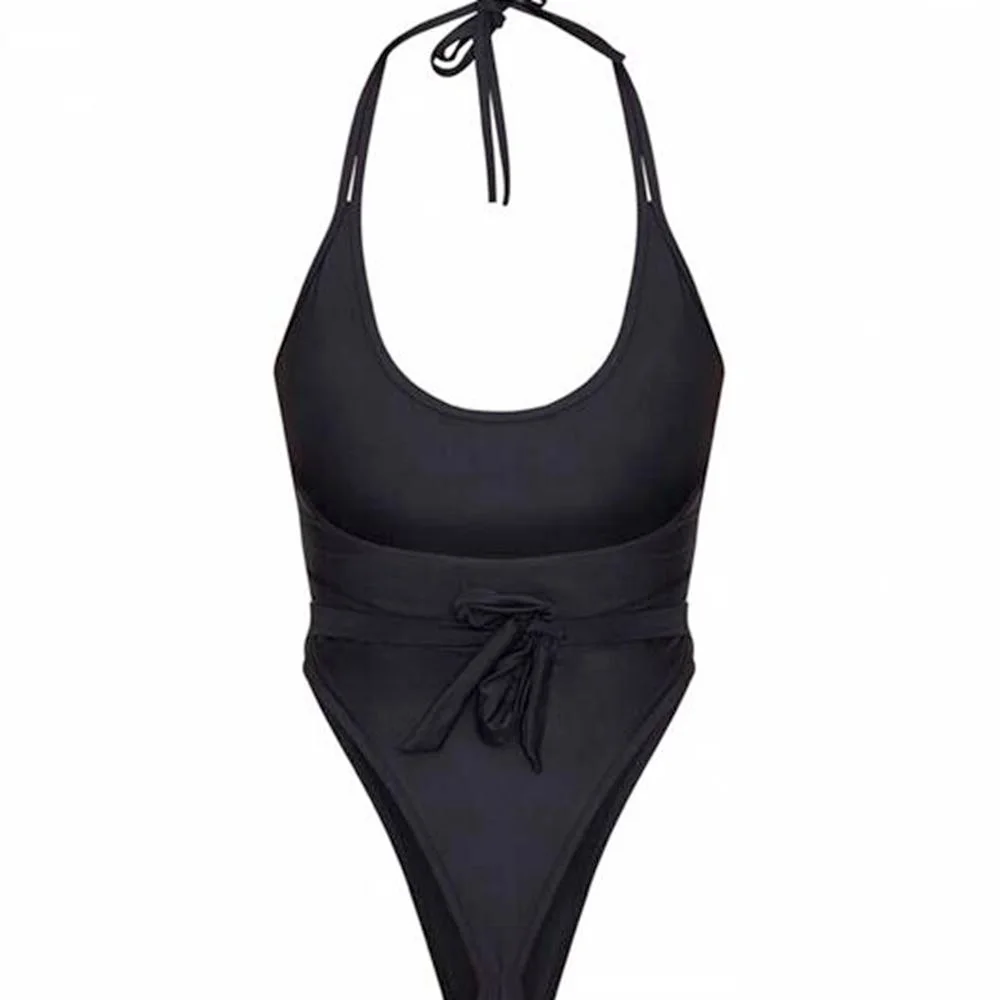 Полосатый слитный купальный костюм с лямкой на шее 2019 женская одежда для