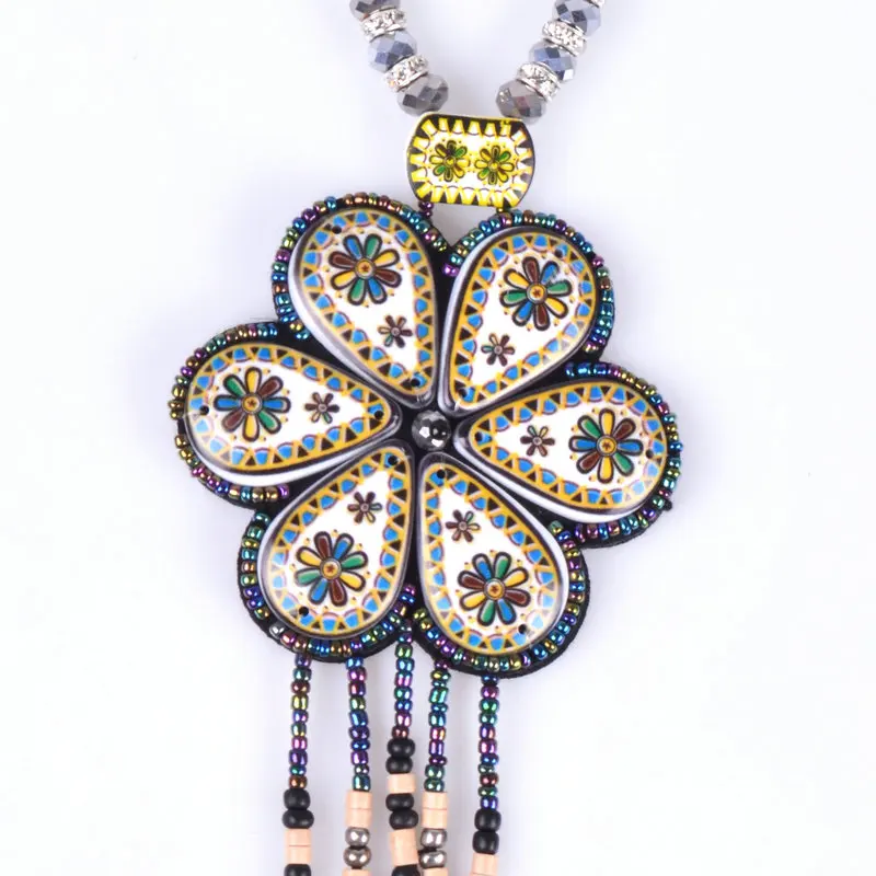 Эксклюзивные смешанные бусы с длинным узором бисерное ожерелье воротником