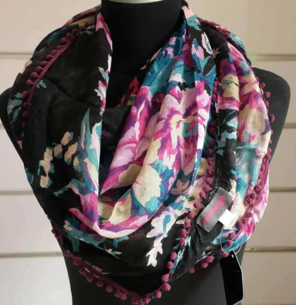 Женский вискозный цветочный шарф с помпоном квадратный женские хлопковые шали в