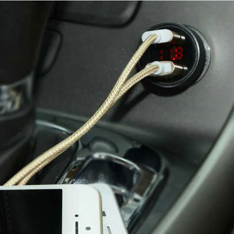 WGX LCD цифровой дисплей двойной USB Автомобильное зарядное устройство