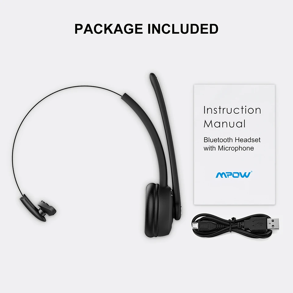 Mpow MBH15 Pro Trucker Bluetooth гарнитура на ухо Беспроводные наушники с микрофоном для Win колл-центра водителя автомобиля