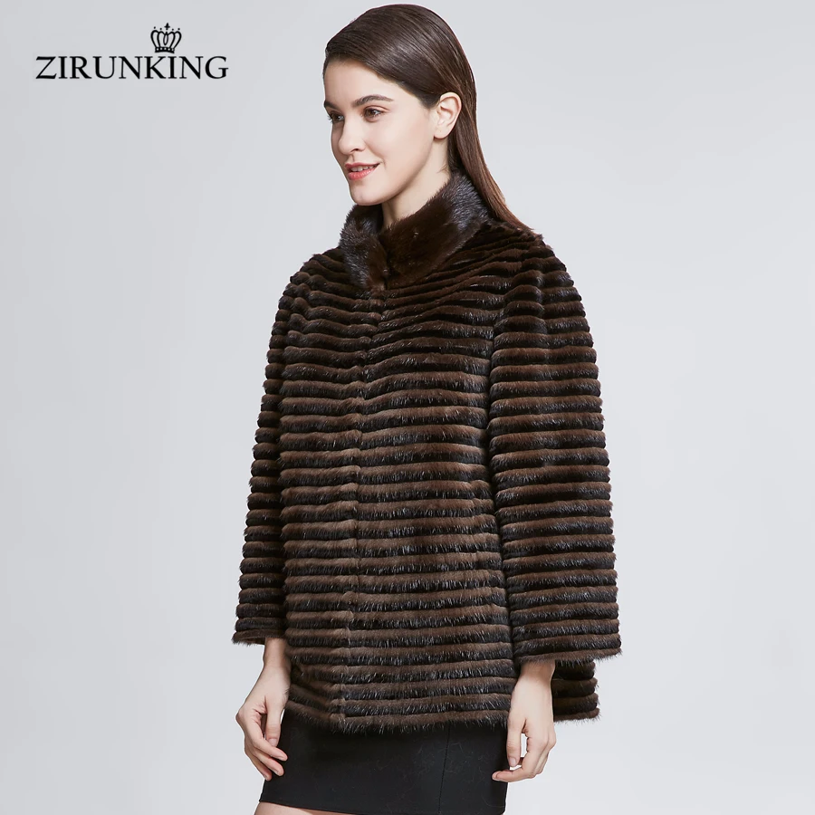 ZIRUNKING, новинка, женская меховая куртка из настоящей норки, женский мех норки с мехом кролика Рекс, пальто, верхняя одежда, Женское пальто с воротником-стойкой, ZC1817