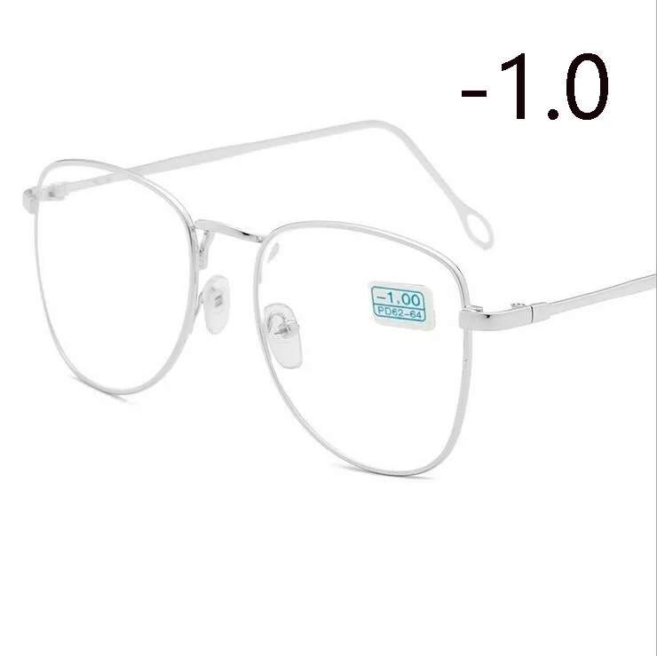 Myopia 100 Ретро очки для близорукости с металлическим покрытием, для женщин и мужчин, овальные диоптрийные очки по рецепту, Черная/Серебристая/Золотая оправа-1,0-1,5-2,0-4,0 - Цвет оправы: Myopia 100
