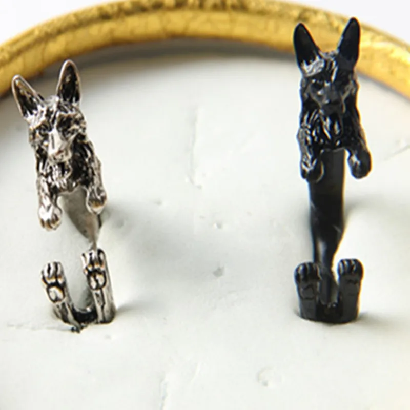 10 шт./лот Ретро панк кольцо немецкой овчарки свободного размера хиппи животное